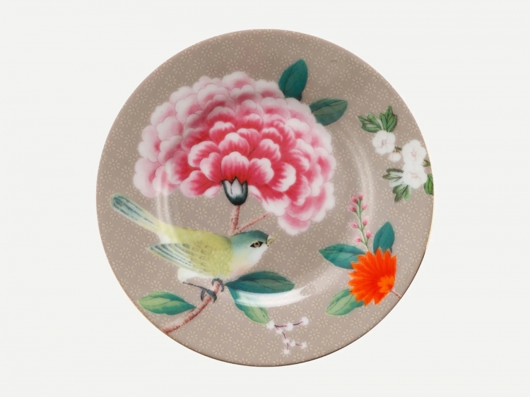 Pip Studio Blushing Birds Haki Porselen Petit Four Tabağı 12 Cm