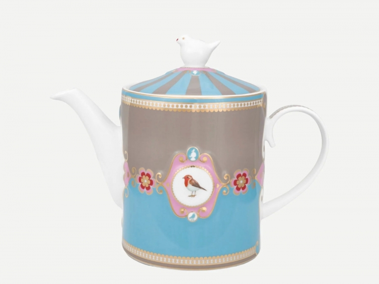 Pip Studio Love Birds Mavi Haki Porselen Demlik 1300 Ml