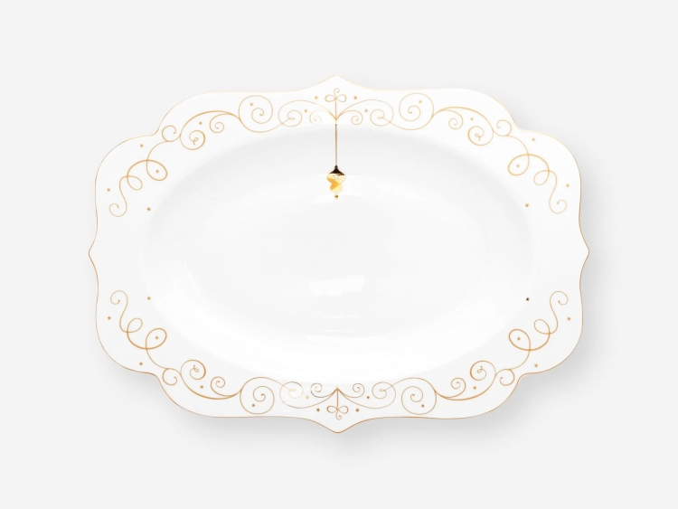 Pip Studio Royal Gold White Beyaz Porselen Servis Tabağı 40 Cm