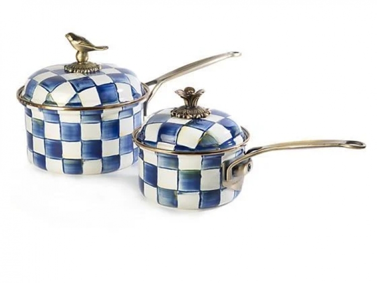 Royal Check Enamel 1 Qt. Saucepan