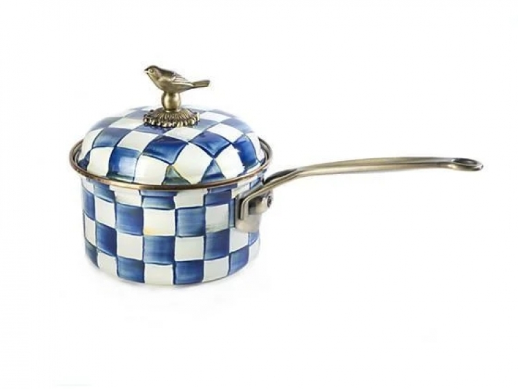 Royal Check Enamel 2.5 Qt. Saucepan