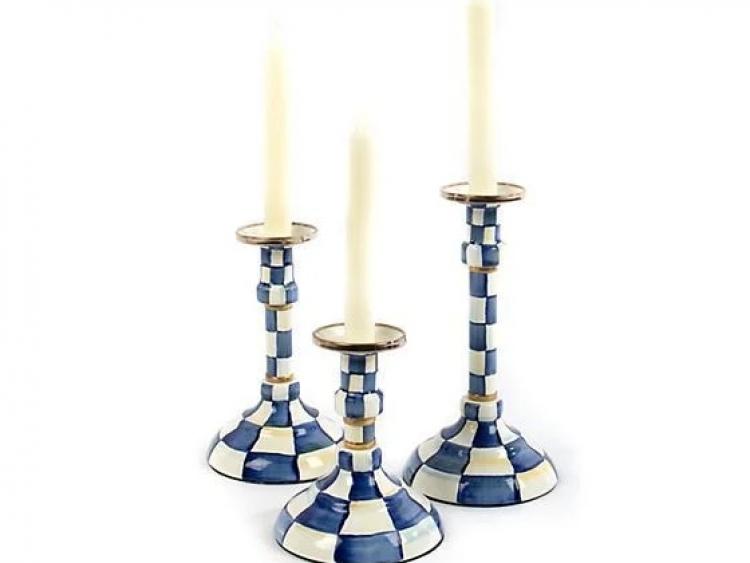 Royal Check Enamel Candlestick - Middling