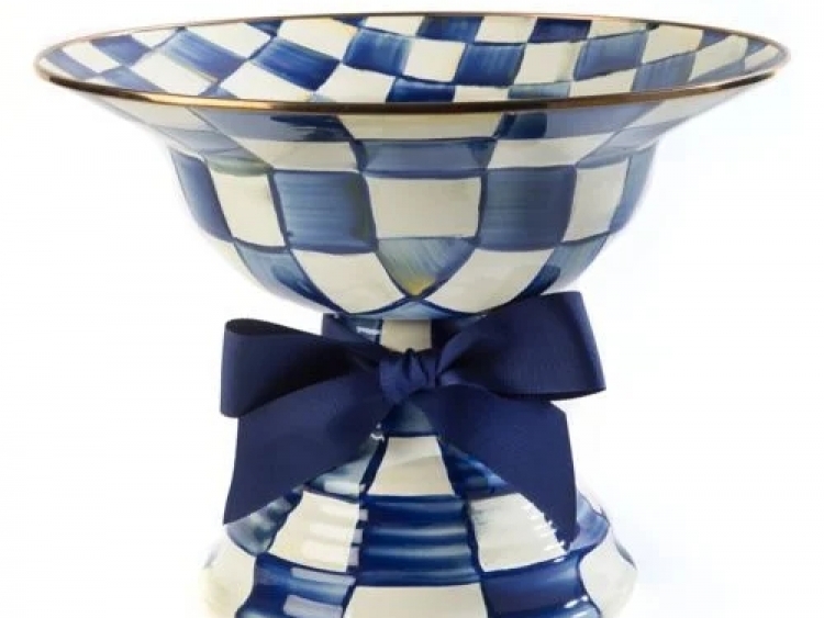 Royal Check Enamel Compote - Large