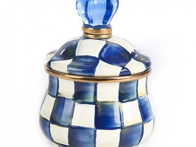 Royal Check Enamel Lidded Sugar Bowl