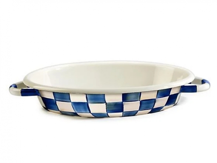 Royal Check Enamel Oval Gratin - Medium