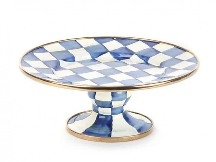 Royal Check Enamel Pedestal Platter - Mini