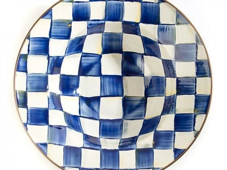 Royal Check Enamel Serving Bowl