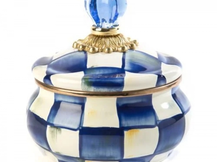 Royal Check Enamel Squashed Pot