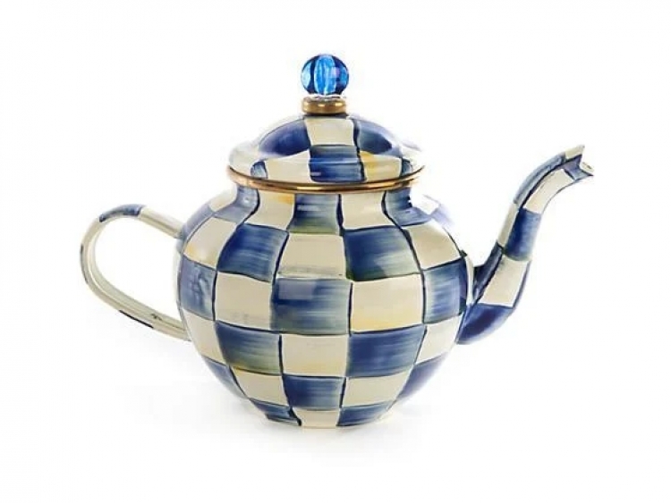 Royal Check Enamel Teapot - 4 Cup