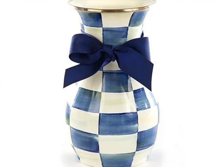 Royal Check Enamel Vase - Tall