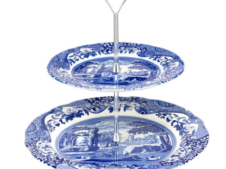 Spode Blue Italian 2 Katlı Kek Servis