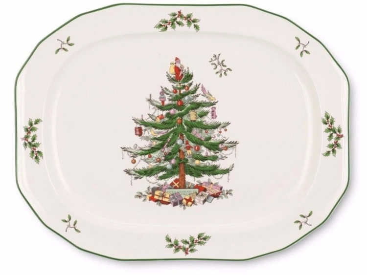 Spode Christmas Tree Sculpted Oval Servis 36Cm