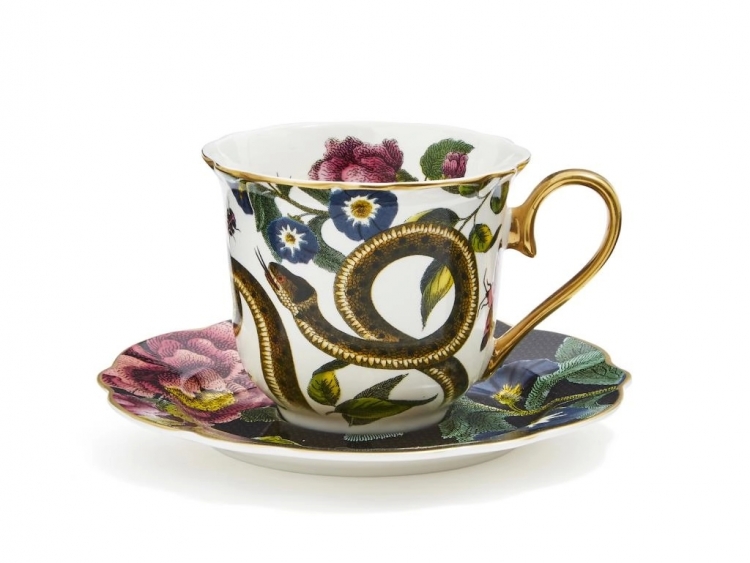 Spode Creatures Of Curiosity Fluted (Snake/Black) Çay Fincanı