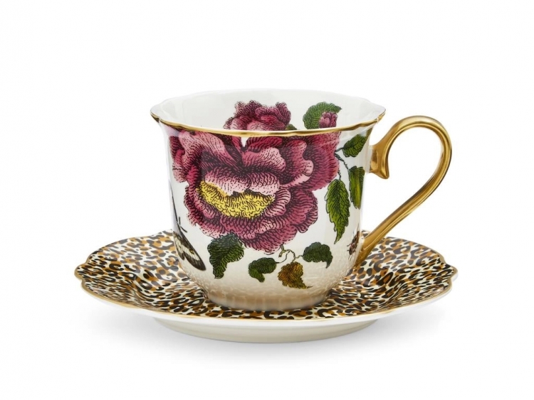 Spode Creatures Of Curiosity Fluted (White/Leopard) Çay Fincanı