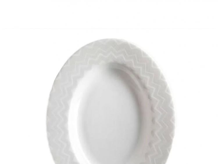 Zig Zag White Beyaz Gri, Oval Servis / Meze Tabağı 23 Cm