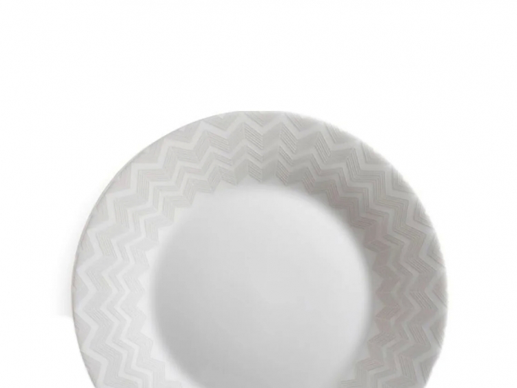 Zig Zag White Beyaz Gri, Pasta Tabağı 21,5 Cm