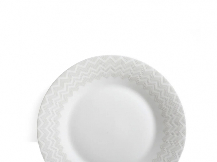 Zig Zag White Beyaz Gri, Yemek Tabağı 27,5 Cm