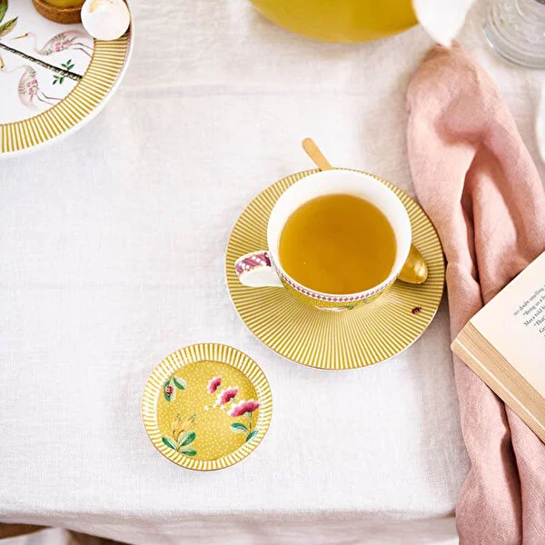 Sarı Porselen Çay Tabağı 9 cm