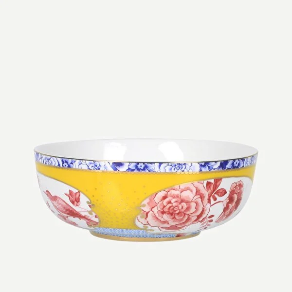 Royal Sarı Çiçek Desenli Kase 17 cm.