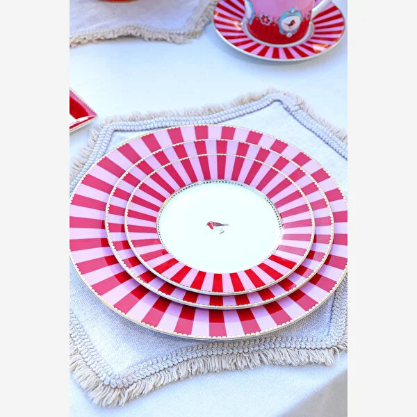 Love Bird Tabak 17 Cm, Kırmızı / Pembe