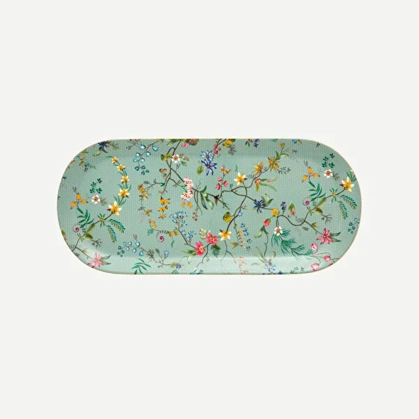 Jolie Mavi Oval Kek Servis Tabağı 33 cm