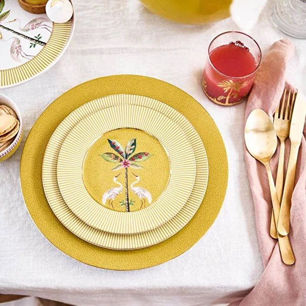 Sarı Porselen Pasta Tabağı 17 cm