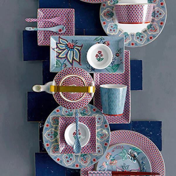 Giftset Round Oriental Flower Festival Blue