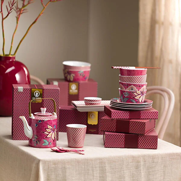 Giftset Bowls Oriental Flower Festival Dark Pink 12cm