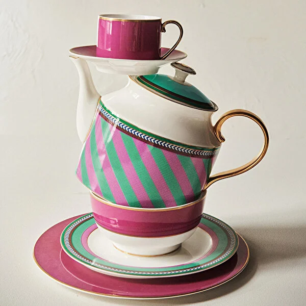Plate Chique Stripes Pink-Green 23cm