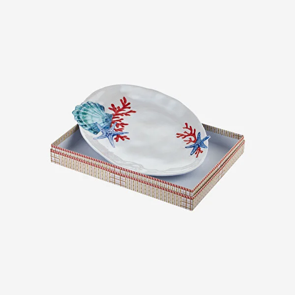 Mercan Beyaz Oval Servis Tabağı 43 cm