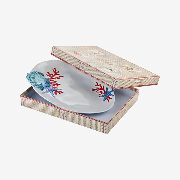 Mercan Beyaz Oval Servis Tabağı 43 cm