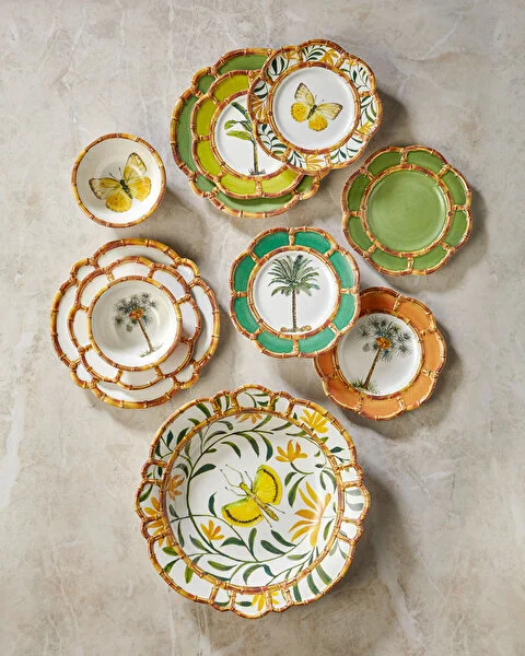 Bambu Açık Yeşil / Beyaz  Tabak 23 cm
