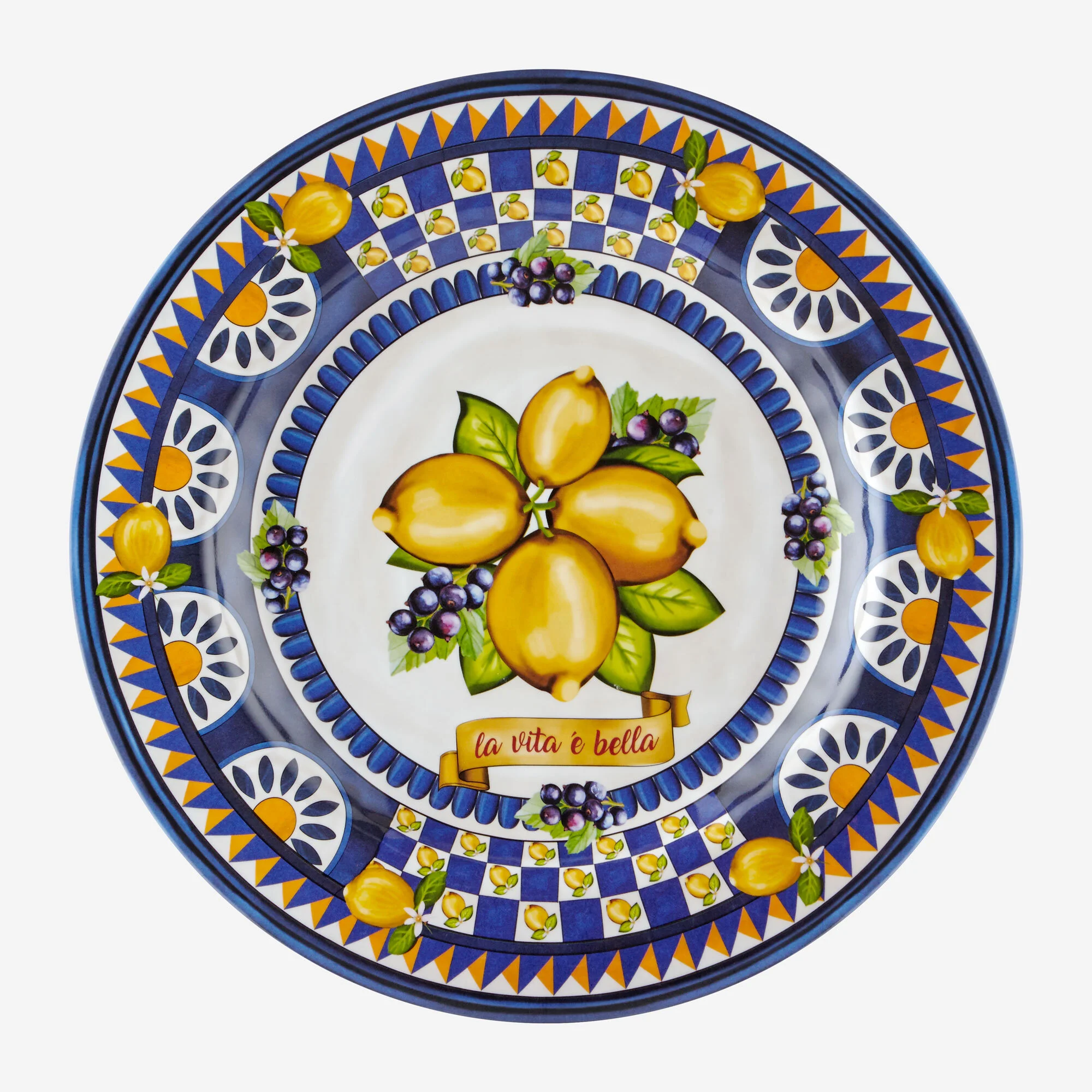 Capri Mavi Limon Buketi Yemek Tabağı 28cm