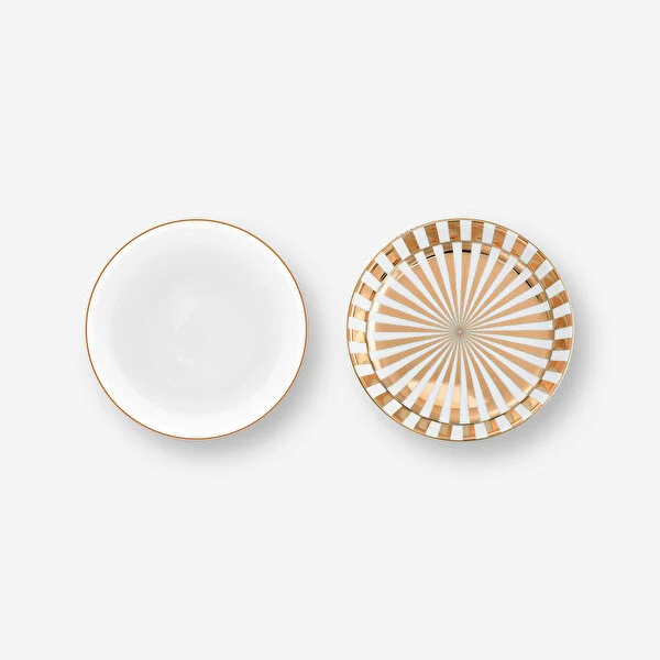 Dot Delight  Altın / Beyaz Kulpsuz  Mug & Çay Tabağı Seti 230 ml 