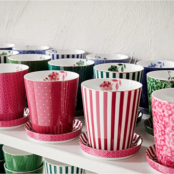 Royal Çizgili Pembe Kulpsuz Mug 230 ml