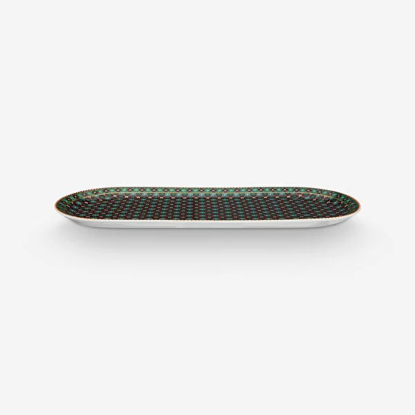 Berry Blues Yeşil Oval Kek Servis Tabağı 33 cm