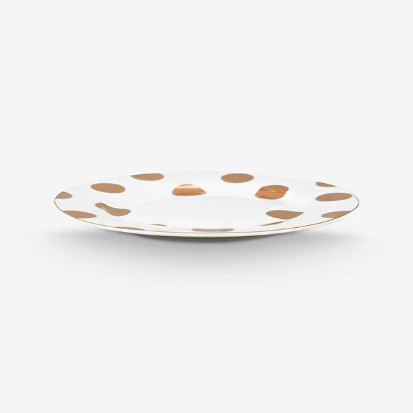 Dot Delight  Altın / Beyaz Tabak 23 cm 