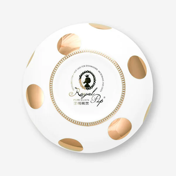 Dot Delight  Altın / Beyaz Kase 15 cm