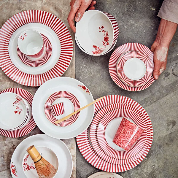 Royal Çizgili Pembe Çorba Tabağı 21,5 cm 