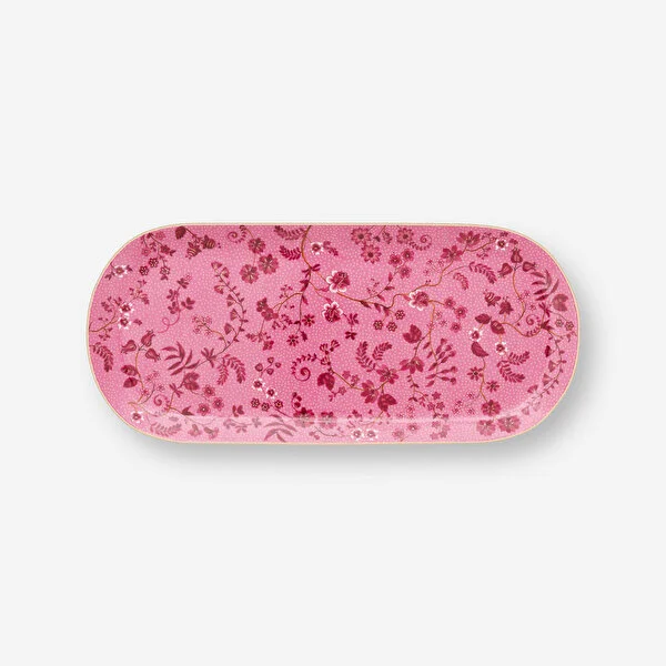 Jolie Pembe Oval Kek Servis Tabağı 33 cm 