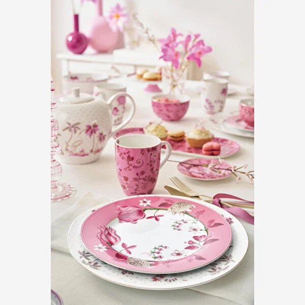 Jolie Pembe Oval Kek Servis Tabağı 33 cm 