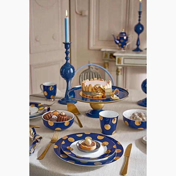 Dot Delight  İkili Altın / Lacivert Tabak 21 cm    8721009944172