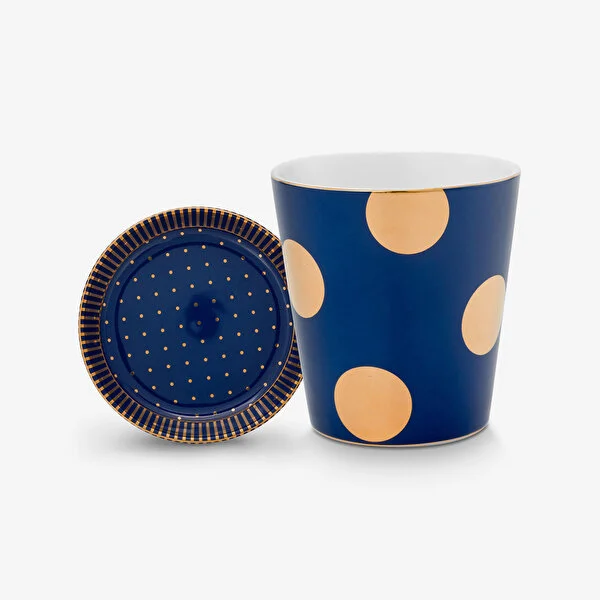 Dot Delight  Altın / Lacivert Kulpsuz  Mug & Çay Tabağı Seti 290 ml    8721009944318