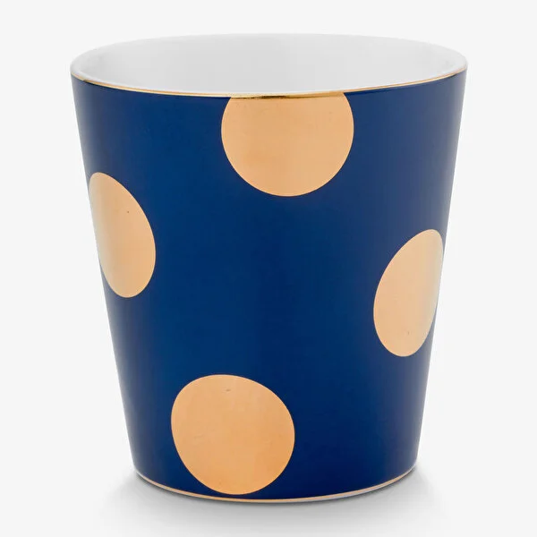 Dot Delight  Altın / Lacivert Kulpsuz  Mug & Çay Tabağı Seti 290 ml    8721009944318