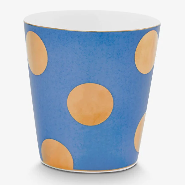 Dot Delight  Altın / Mavi Kulpsuz  Mug & Çay Tabağı Seti 290 ml    8721009944158