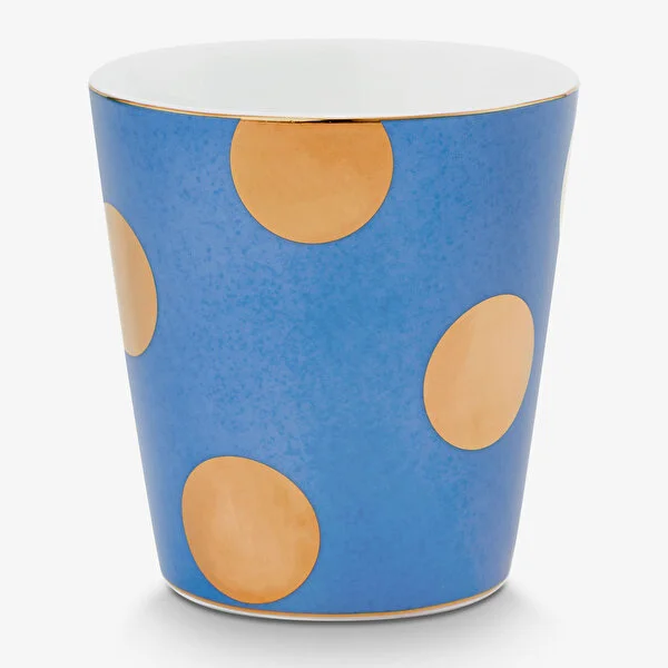 Dot Delight  Altın / Mavi Kulpsuz  Mug & Çay Tabağı Seti 290 ml    8721009944158