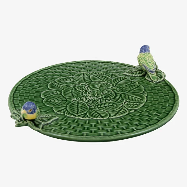 Kuşlu Yeşil Sunum Tabağı 33 cm