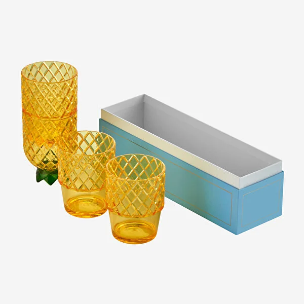 PINEAPPLE YELLOW  ACRYLIC GLASS SET 4 PCS