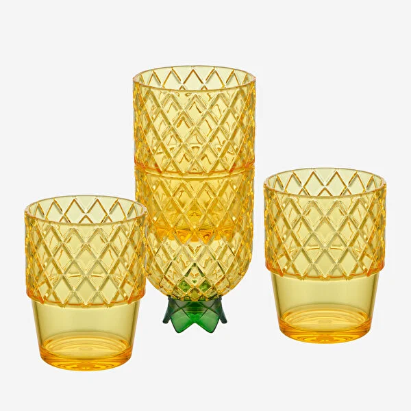 PINEAPPLE YELLOW  ACRYLIC GLASS SET 4 PCS