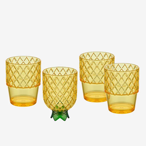 PINEAPPLE YELLOW  ACRYLIC GLASS SET 4 PCS